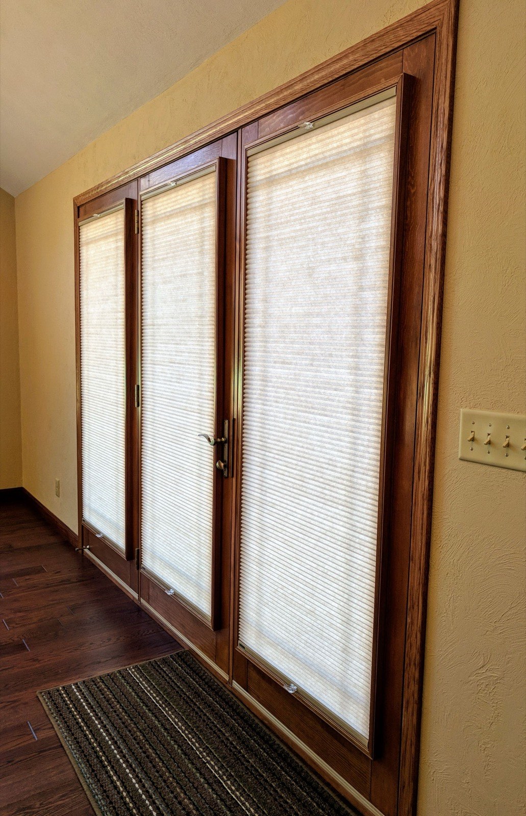 Cellular shades on French doors
