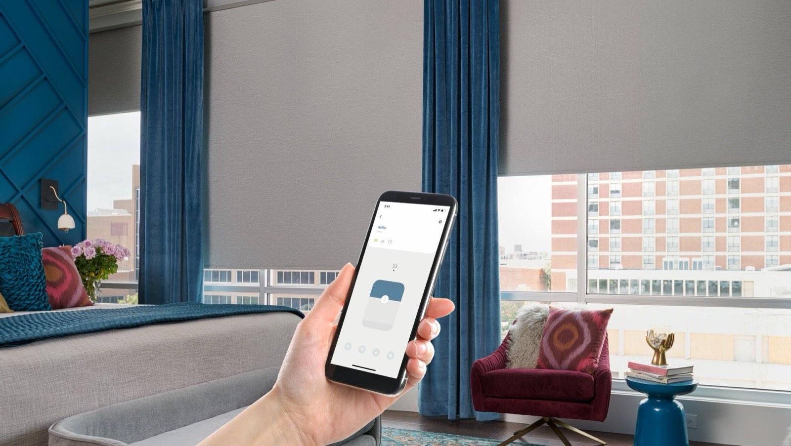 Motorized shades controlled from a smartphone